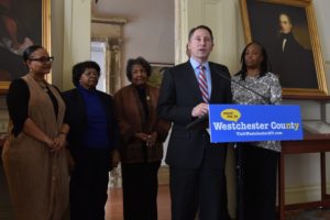 Westchester County Executive Rob Astorino highlights the county’s African-American heritage trail and announces the 2017 Trailblazer Award winners at the Jay Heritage Center in Rye on Feb. 13. Photo courtesy Westchester County