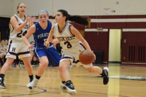 Avery LaBarbera drives to the lane against Pearl River on Feb. 18. LaBarbera finished with 29 points, 11 rebounds and seven assists.