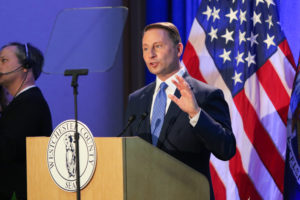 “Since no good deed goes unpunished, some people say it’s now time to raise taxes,” said Westchester County Executive Rob Astorino in his annual address. “I say no.” 
Photo/Andrew Dapolite