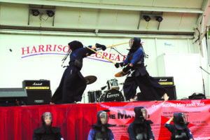 Two members of Shidogakuin of Harrison spar in a one-on-one match that drew oohs and aahs from the crowd last year.
Kendo is quite noisy, with practitioners shouting and stamping their front feet to show their fighting spirit while striking. Contributed photo