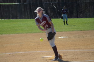 Tamara Day throws a pitch against Somers on April 23. Day struck out seven batters as she improved to 5-1 on the year.