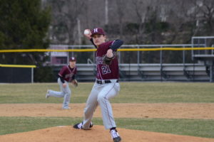 Jimmy Horvath throws a pitch against Nanuet on March 25. Horvath went 4.2 innings and allowed just one earned run.