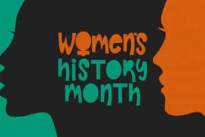 Women's History Month. Celebrated annual in March, to mark women’s contribution to history. Female symbol. Women's rights. Girl power in world. Poster, postcard, banner. Vector illustration